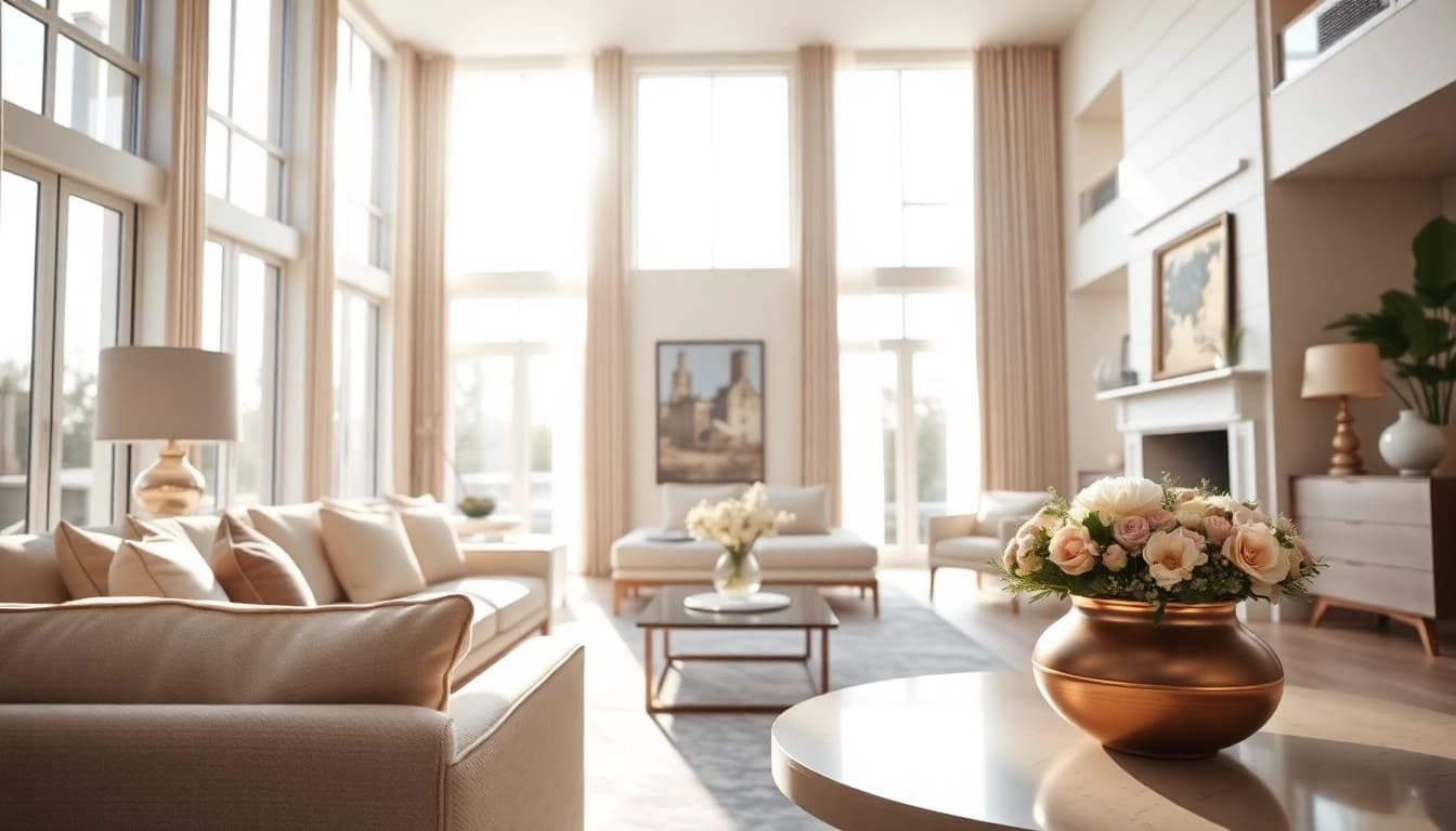 Real Estate Photographer showcasing a beautifully staged room with bright lighting and inviting decor.