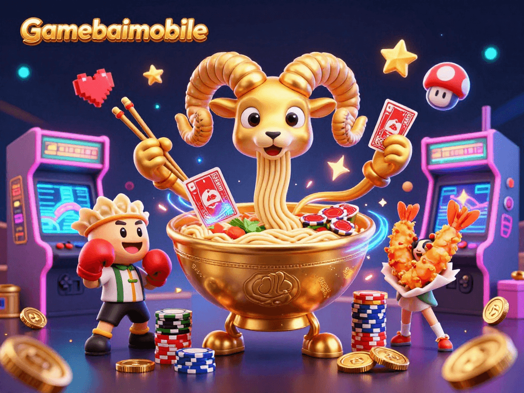 Experience thrilling casino action with gamebaimobile's vibrant 3D casino characters amidst dynamic gaming elements.
