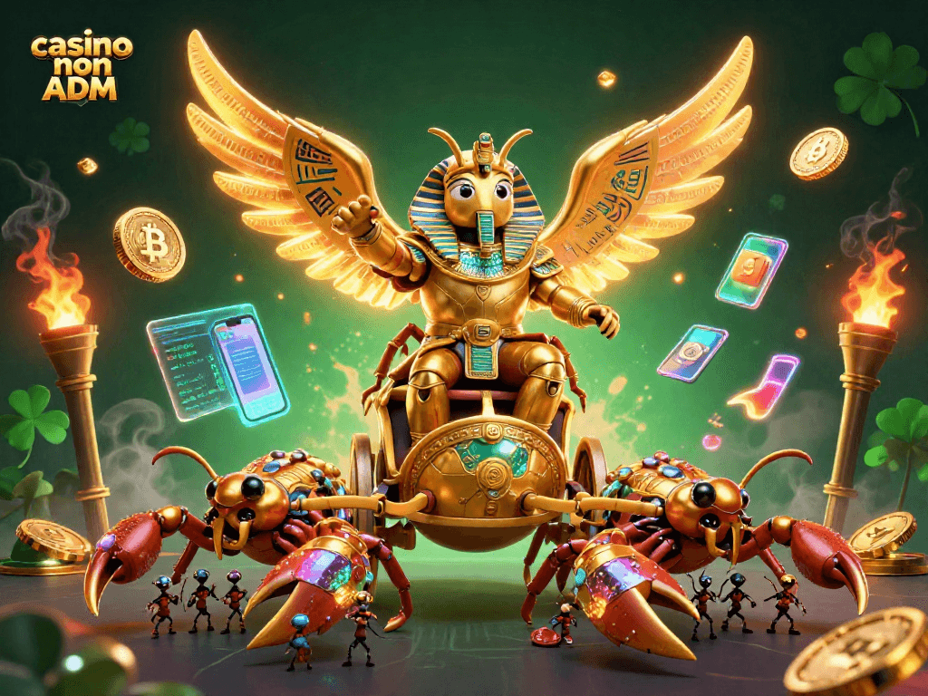 Gioca nei migliori casino non ADM con una visuale avvincente di uno scarabeo dorato e scorpioni.