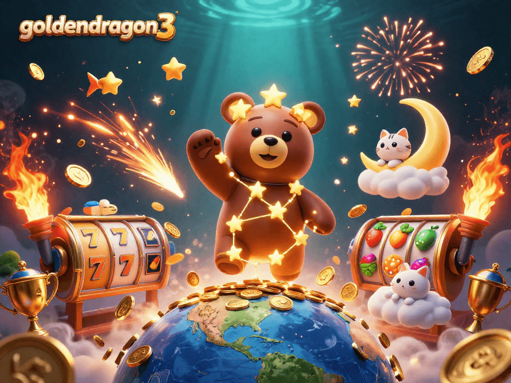 Engage with the thrilling world of goldendragon3 and scoop up winning jackpot coins in this vibrant illustration.