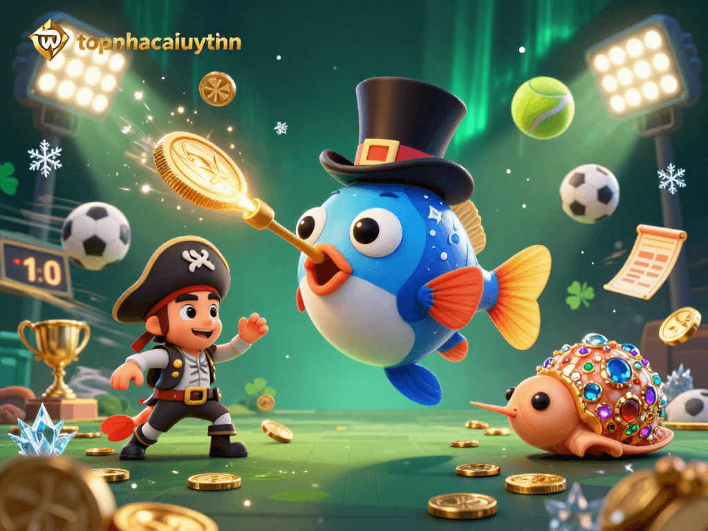 Engage with lively gameplay at topnhacaiuytinn featuring fun characters attracting golden coins with exciting sports betting!