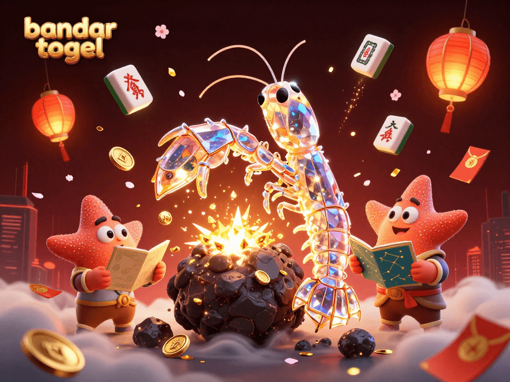 Engage with the thrilling world of bandar togel through a magical 3D scene of vibrant gaming elements.