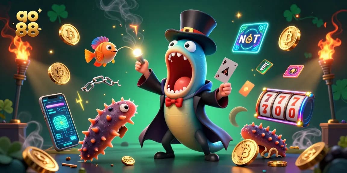 Engage in thrilling go 88 gameplay with vibrant characters performing card tricks in a magical casino scene.