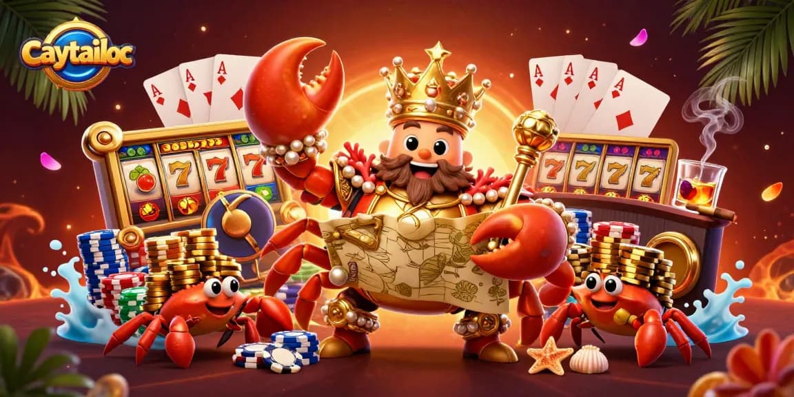 Experience big wins in caytailoc with the golden crab emperor and vibrant slot game elements.