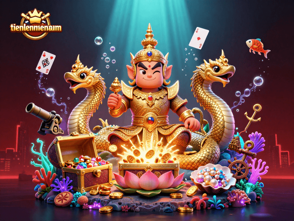 Experience thrilling victories with tienlenmiennam in this vibrant, detailed casino scene.