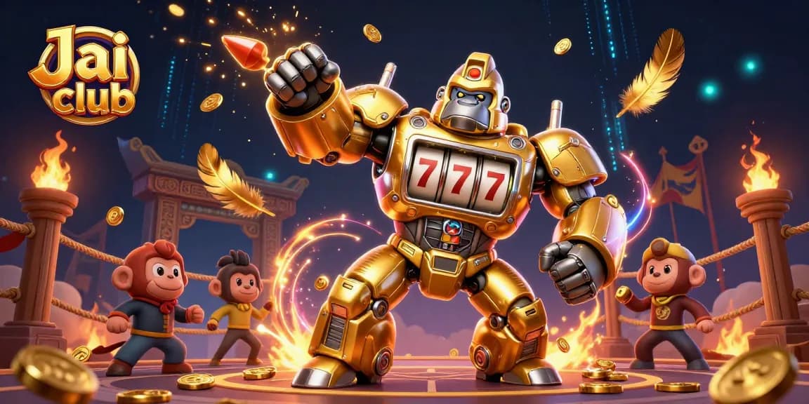 Engage with exciting Jai club gaming adventures and the dynamic golden gorilla mech!