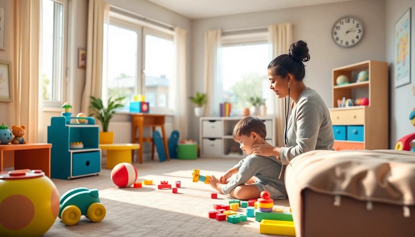 Engaging ABA therapy in Brighton with a therapist and child in a vibrant, supportive environment.