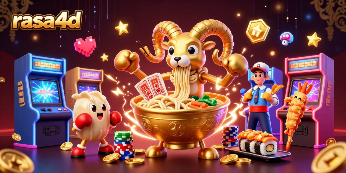 Mengalami keseruan rasa4d dengan ilustrasi kasino 3D yang menampilkan karakter unik dan mesin arcade.