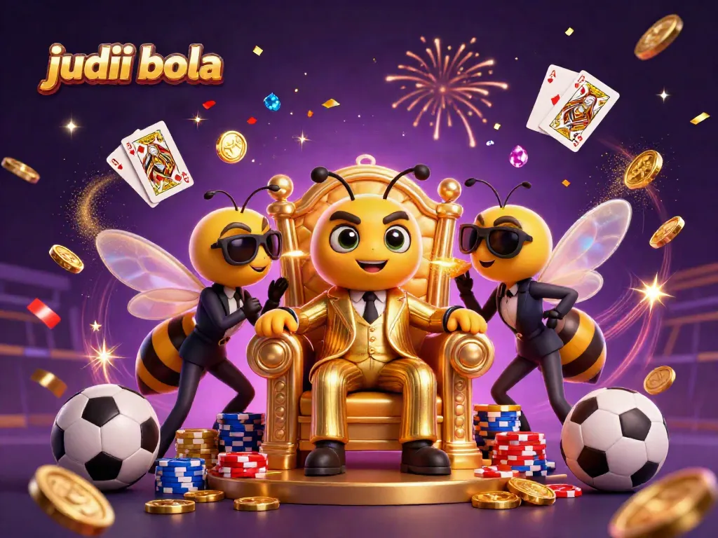 Gambaran judul judi bola dengan konsep ilustrasi kartun 3D yang dinamis dan detail tinggi.