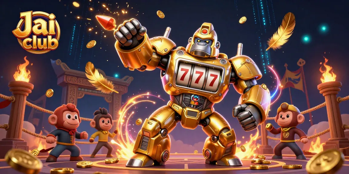 Engage with exciting Jai club gaming adventures and the dynamic golden gorilla mech!