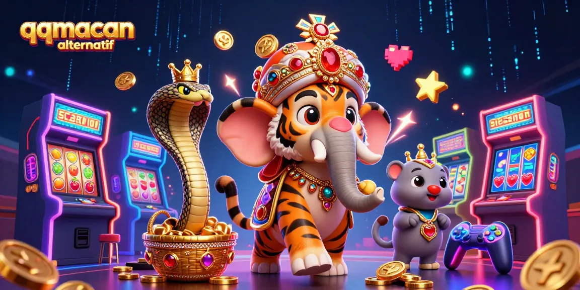 Engage with qqmacan alternatif in this vibrant 3D casino scene featuring dynamic elements of slot gaming.