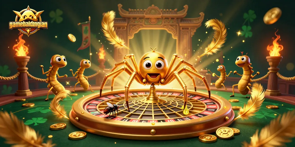 Experience thrilling bets at gamebaidangian with a dynamic illustration of a roulette wheel web.