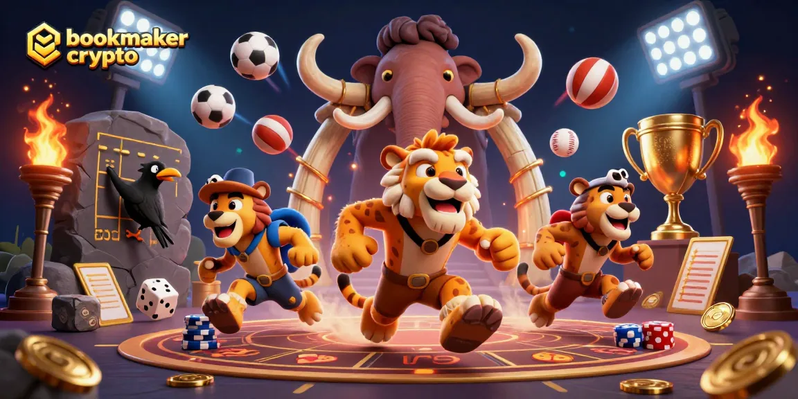 Pariez avec le bookmaker crypto dans un univers préhistorique et dynamique rempli de footballeurs et de trophées scintillants.