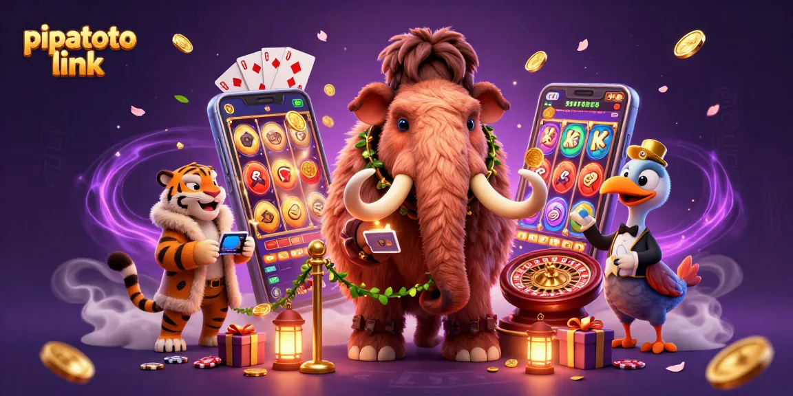 Join the excitement of pipatoto link with a vibrant casino scene featuring a woolly mammoth bouncer and a saber-tooth tiger.