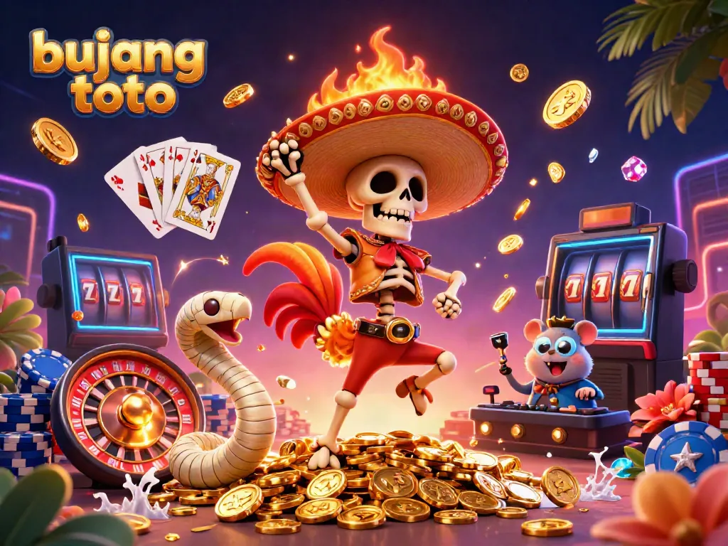 Engage with bujang toto's vibrant gaming world featuring iconic characters and dazzling casino elements.