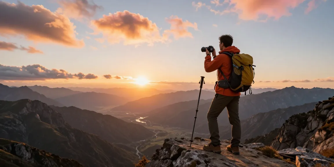 NAGA2000 traveler enjoying stunning mountain views during an adventurous sunset.