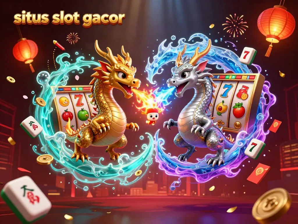 Engage with dynamic dragons and vibrant slot symbols in the situs slot gacor scene, showcasing exhilarating gameplay.
