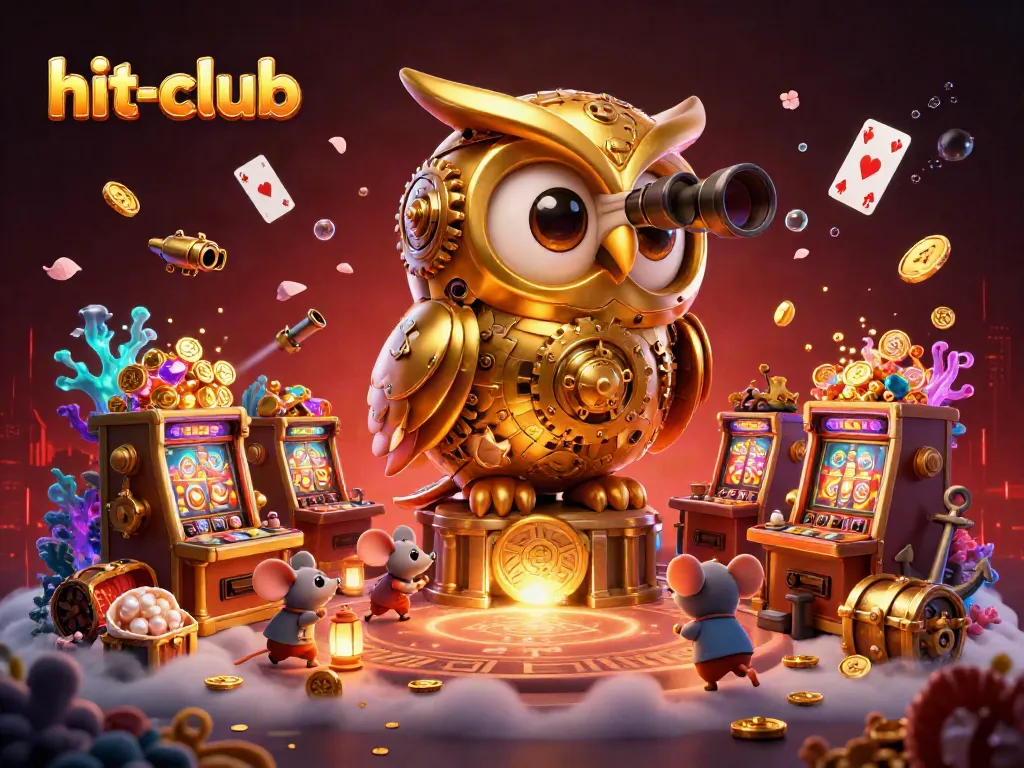 Experience the excitement at hit-club with a vibrant and immersive casino atmosphere featuring a golden owl and dynamic game elements.