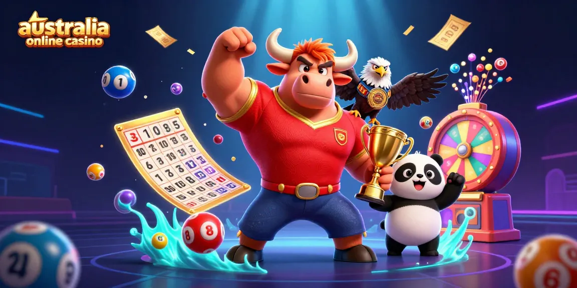 Spin and win at this vibrant australia online casino with playful mascots and colorful elements!