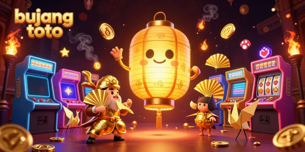 Engage with bujang toto as golden spirits and fan warriors illuminate a vibrant casino scene.