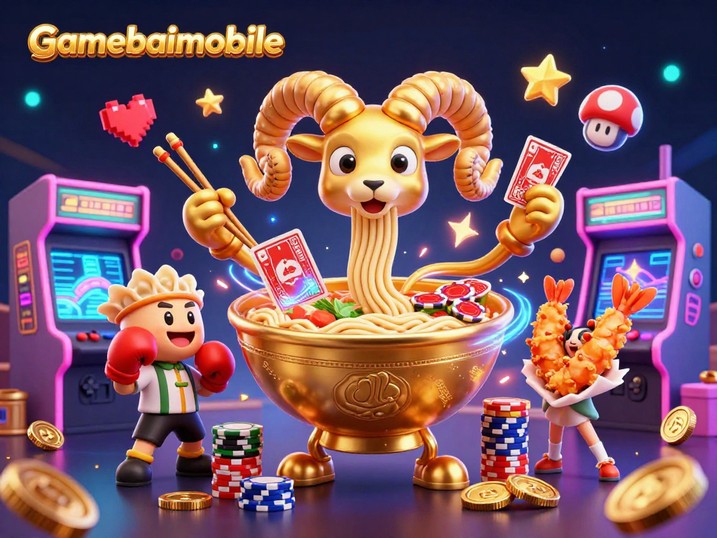 Experience thrilling casino action with gamebaimobile's vibrant 3D casino characters amidst dynamic gaming elements.