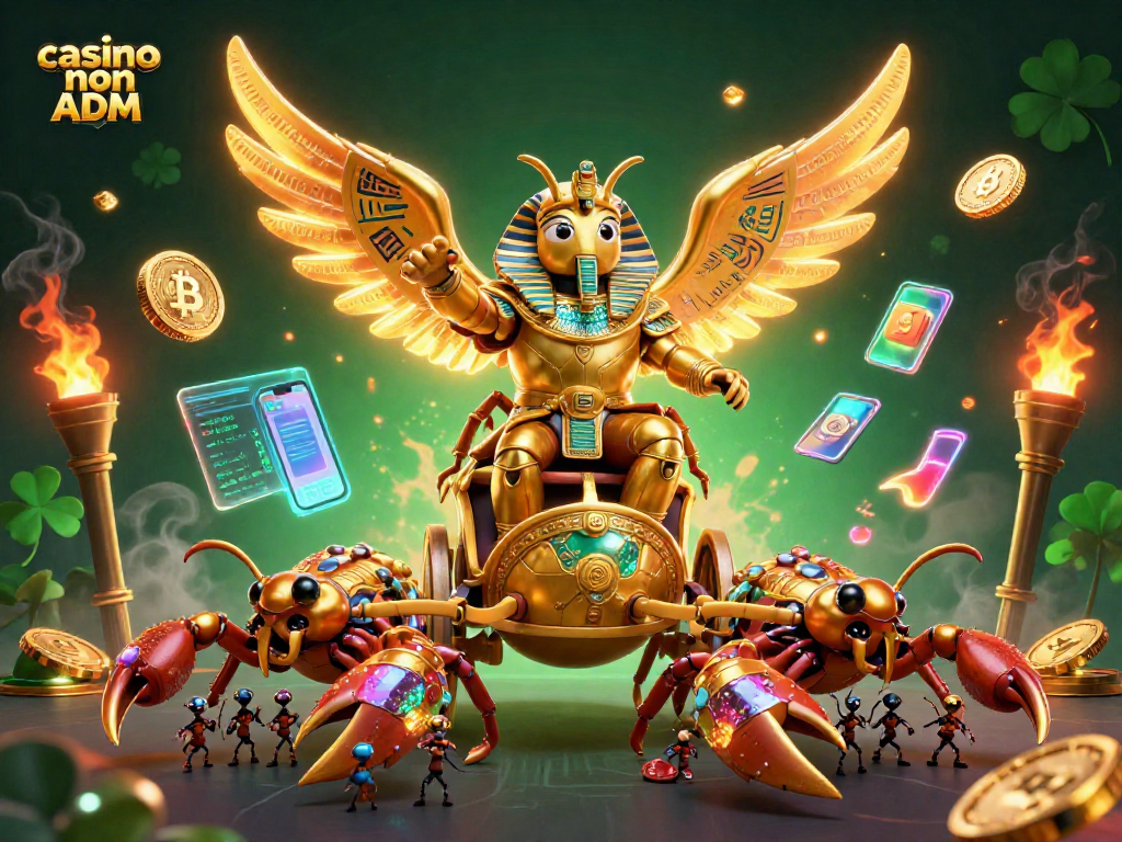 Gioca nei migliori casino non ADM con una visuale avvincente di uno scarabeo dorato e scorpioni.