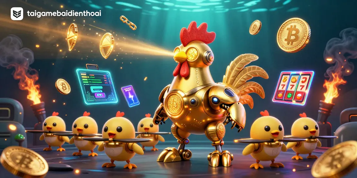 Engage with taigamebaidienthoai in this vibrant 3D casino scene filled with slot elements.