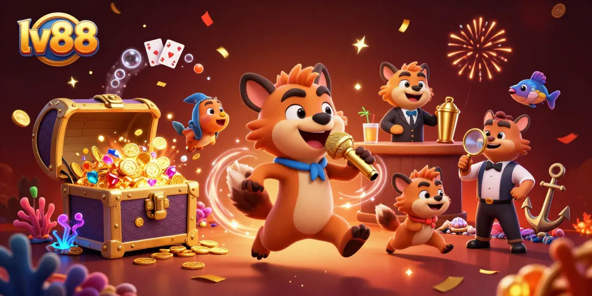 Spin the reels at lv88's vibrant virtual casino featuring playful hyenas and rich game elements.