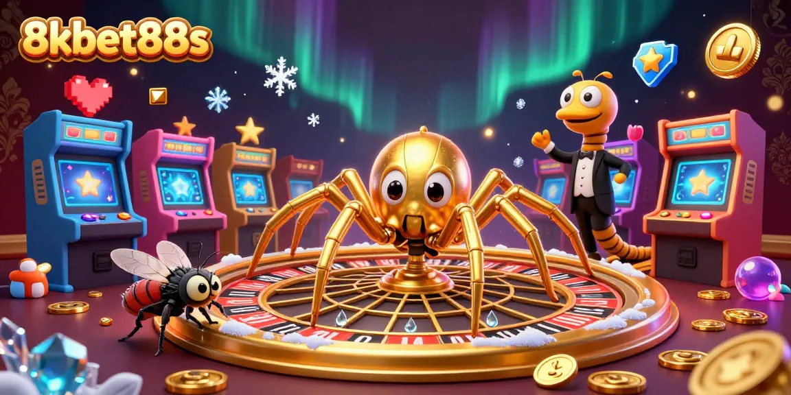 8kbet88s showcases a vibrant 3D casino scene with animated characters, enhancing the gaming experience.
