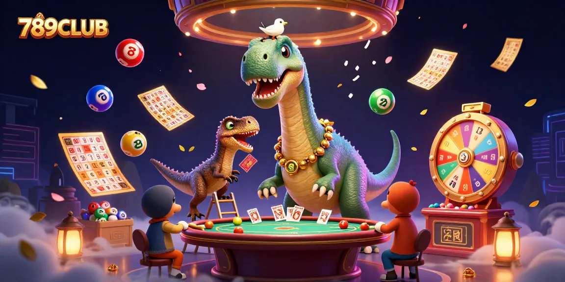 Join the excitement at 789CLUB with dynamic lottery and gaming elements in a vibrant casino scene.