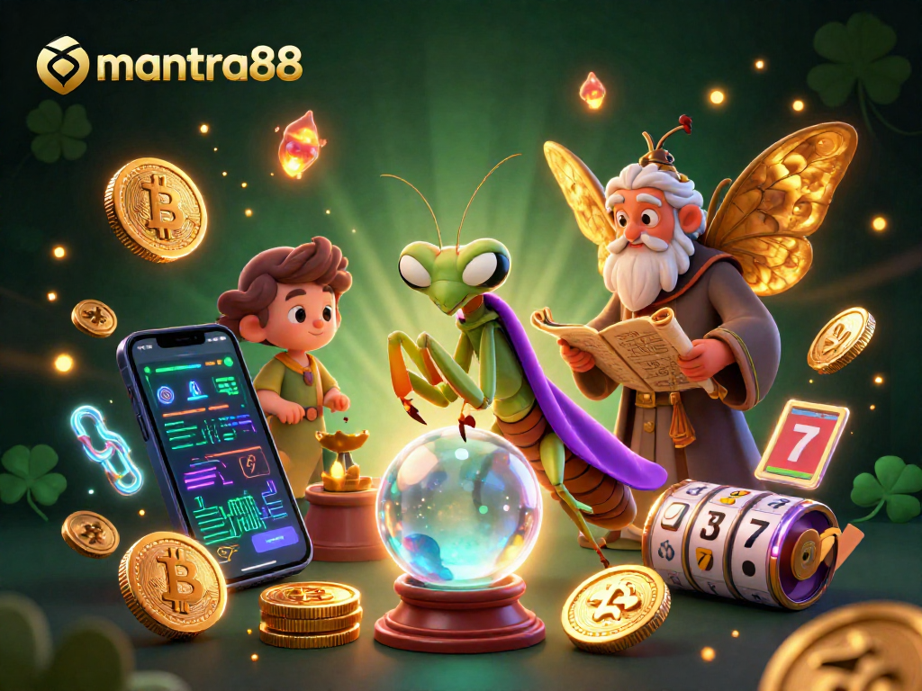 Engage with mantra88's vibrant gaming world through a mystical 3D illustration of a fortune teller.