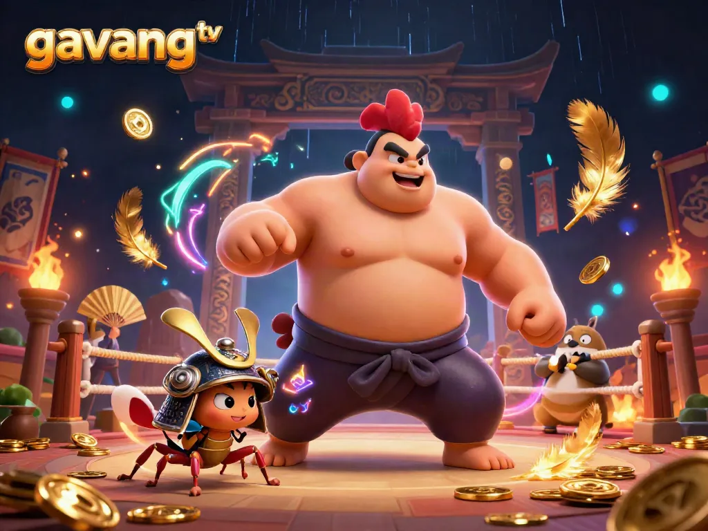 Engage with exciting gavang tv gambling as a powerful sumo wrestler rooster, fierce cricket, and announcer energize the scene.