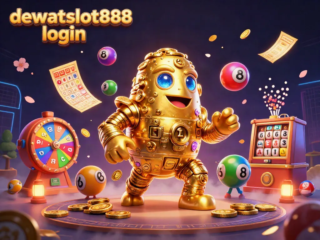 Menangkan pengalaman bermain di dewataslot888 login dengan simbol slot dan bola lotere berwarna-warni.