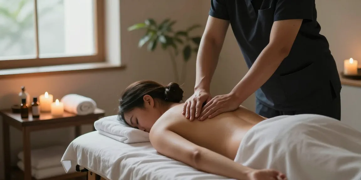 마사지 중인 고객과 편안한 스파 환경