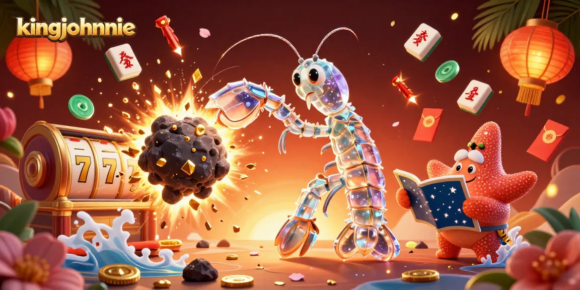 Experience thrilling jackpots at kingjohnnie with a vibrant 3D galactic casino scene full of slot reels and treasures.