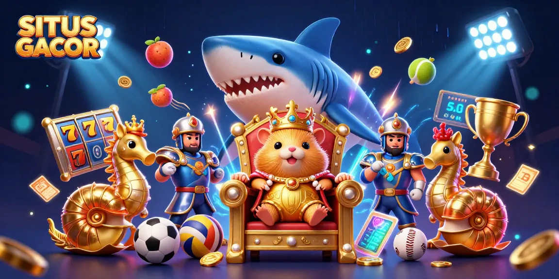 Experience the excitement at SITUS GACOR with a thrilling 3D illustration of a dynamic casino scene featuring a hamster king and vibrant gaming elements.