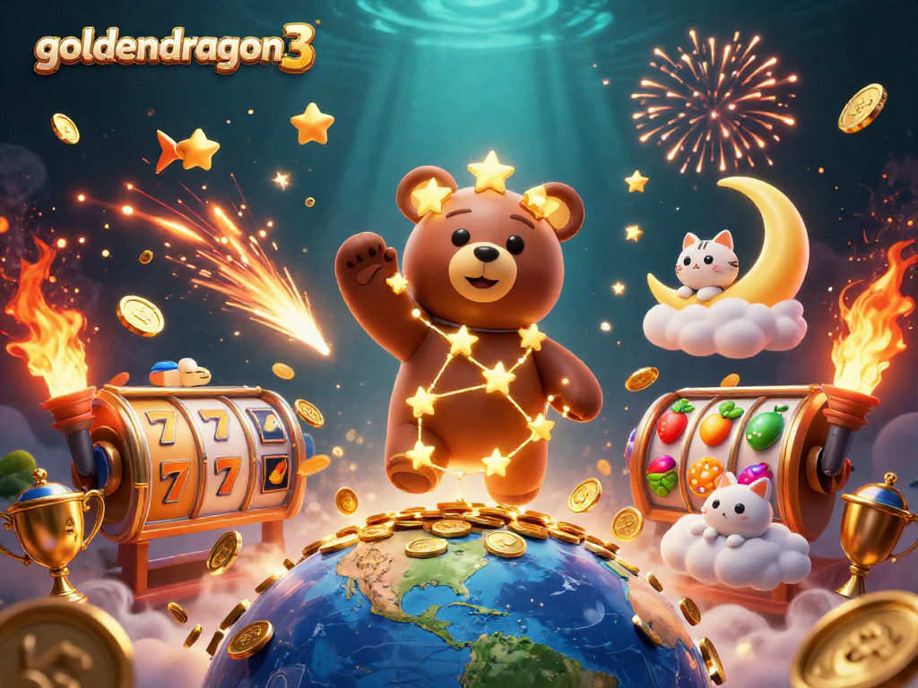 Engage with the thrilling world of goldendragon3 and scoop up winning jackpot coins in this vibrant illustration.