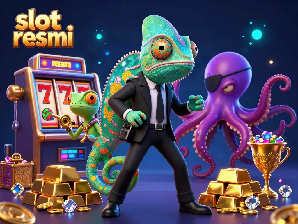 Engage with slot resmi action as a chameleon secret agent and friends exploring a thrilling casino atmosphere.