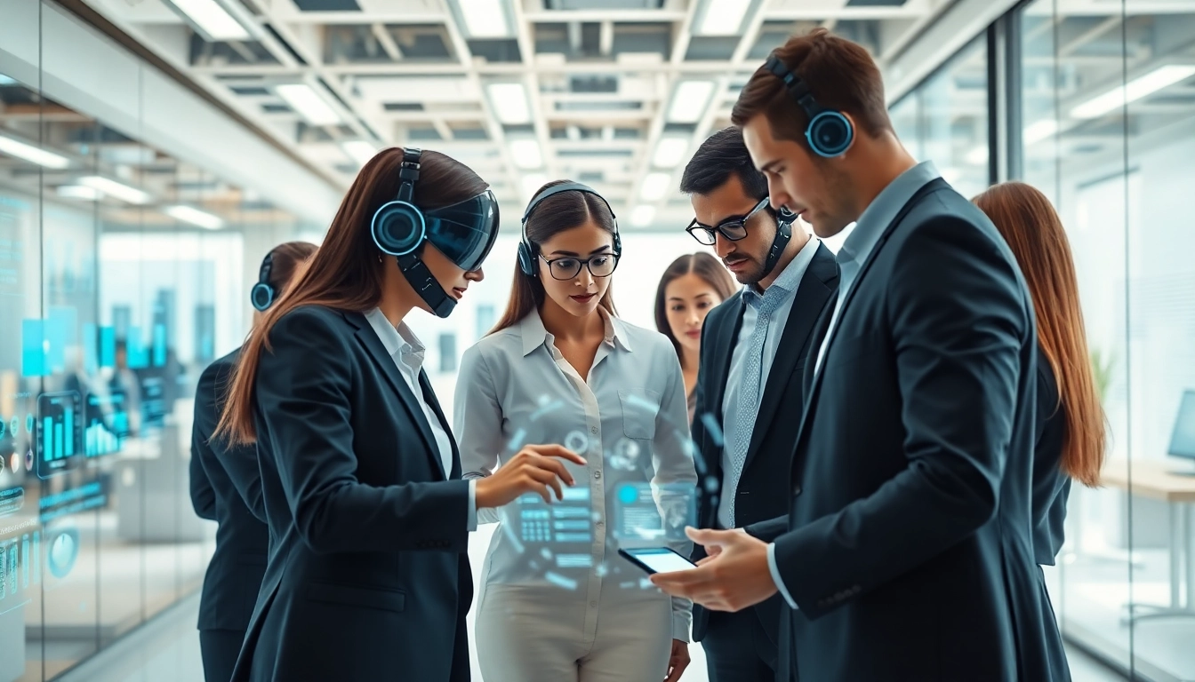 AI agents working collaboratively in a dynamic office environment.