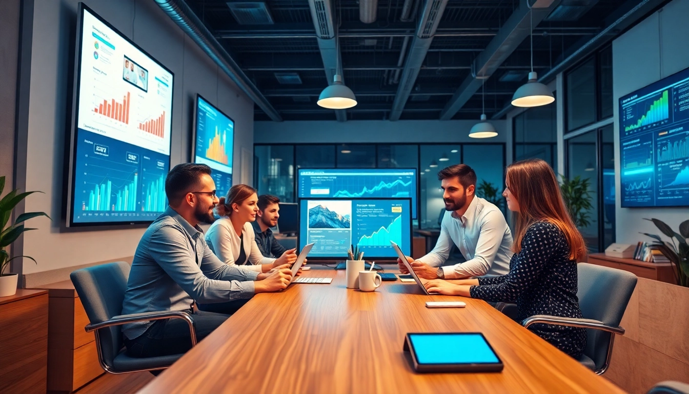 Engaging team utilizing social media marketing edmonton strategies in a modern office setting.