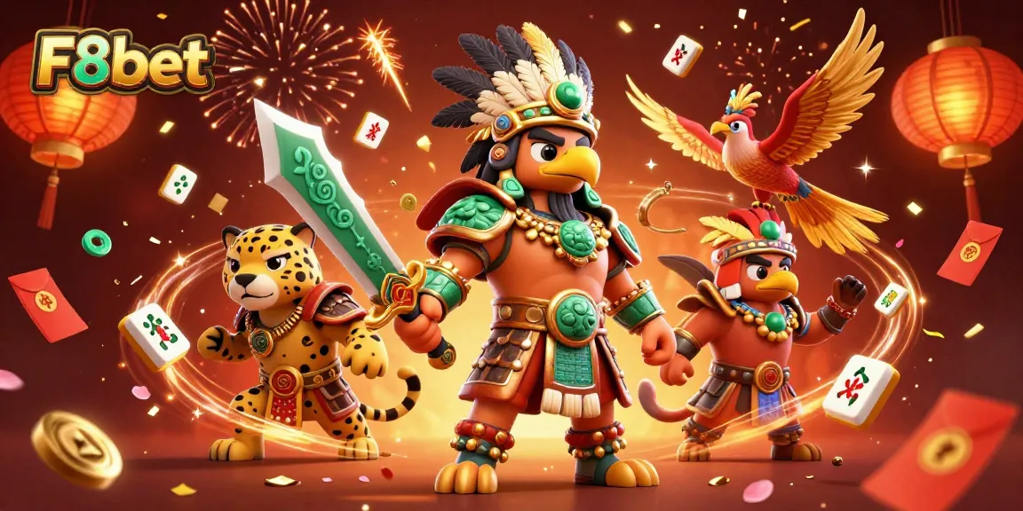 Engage with F8bet: Exciting 3D illustration showcasing dynamic casino elements and characters in action.
