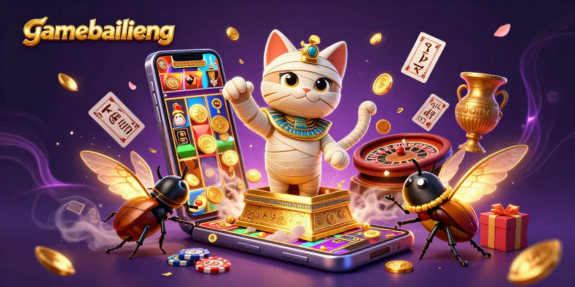 Engage with exciting gameplay at gamebailieng featuring a mummy cat and casino elements.