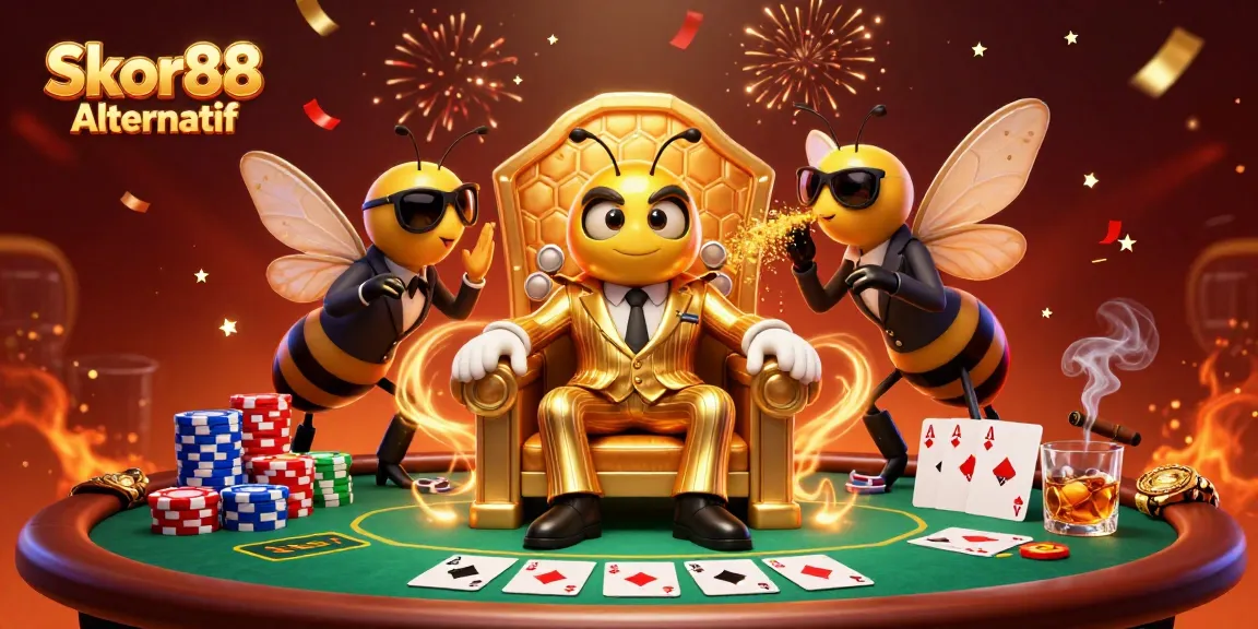Engage with Skor88 Alternatif in this vibrant casino scene featuring unique gambling elements and characters!