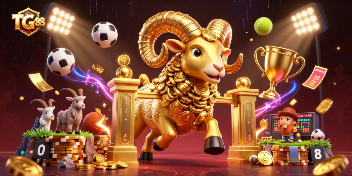 Experience the thrilling casino excitement at TG88 with vibrant 3D elements showcasing sports and rewards.