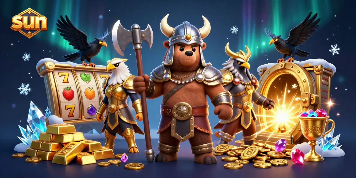 Spin the reels at the sun casino with treasures and vibrant slot games scattered around.