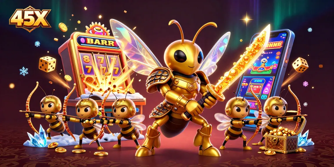 Experience the excitement of 45X with a jackpot explosion and dynamic characters in a vibrant casino realm.