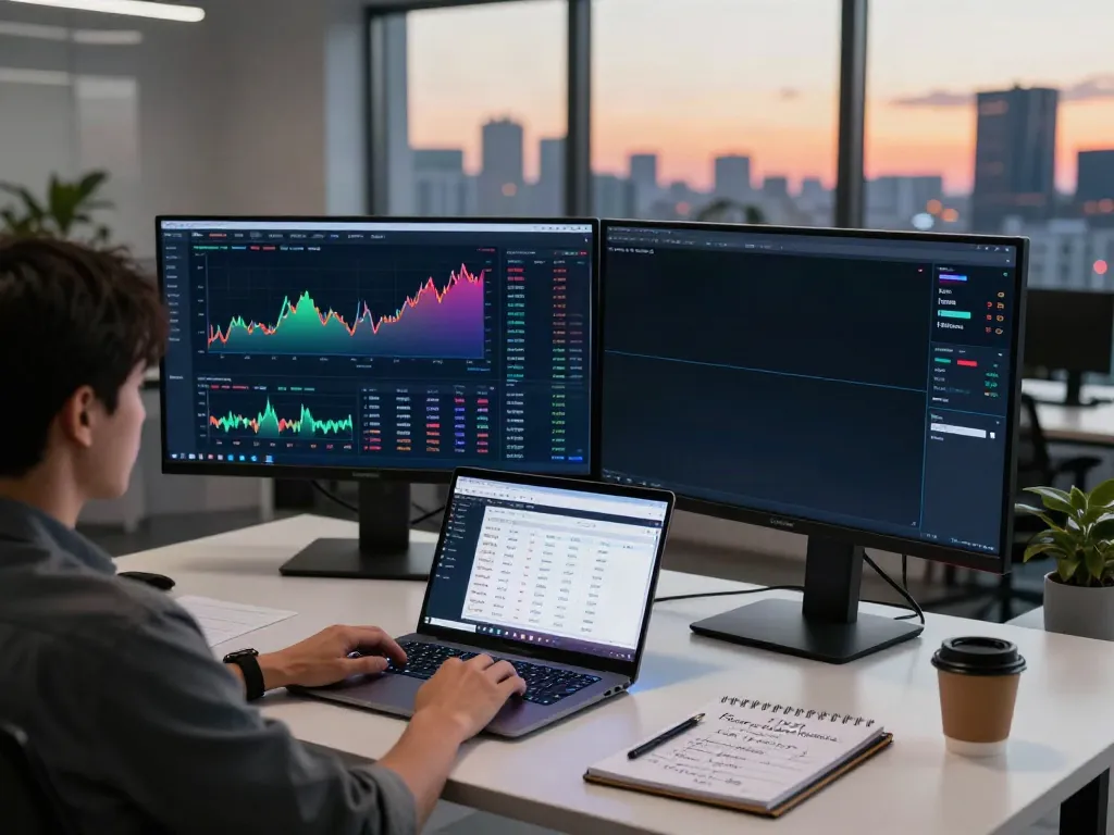 Dynamic workspace illustrating BSE stock data API analytics within a cryptocurrency trading platform.
