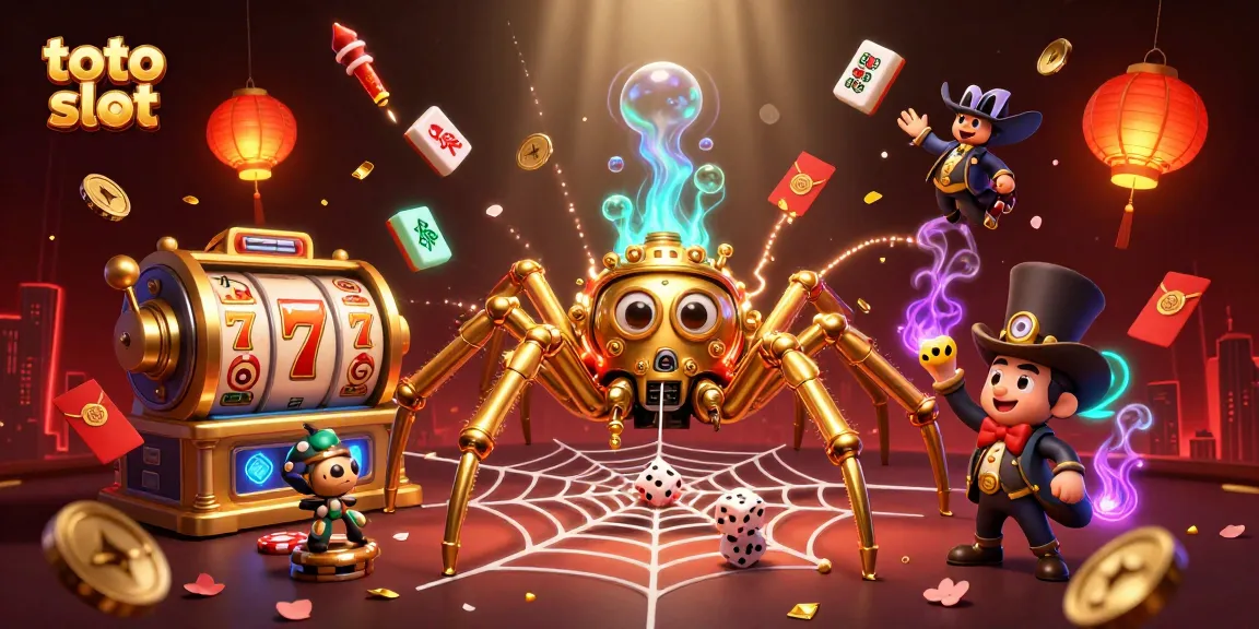 Engage with the thrilling world of toto slot through this dynamic 3D illustration of character interaction and gaming elements.