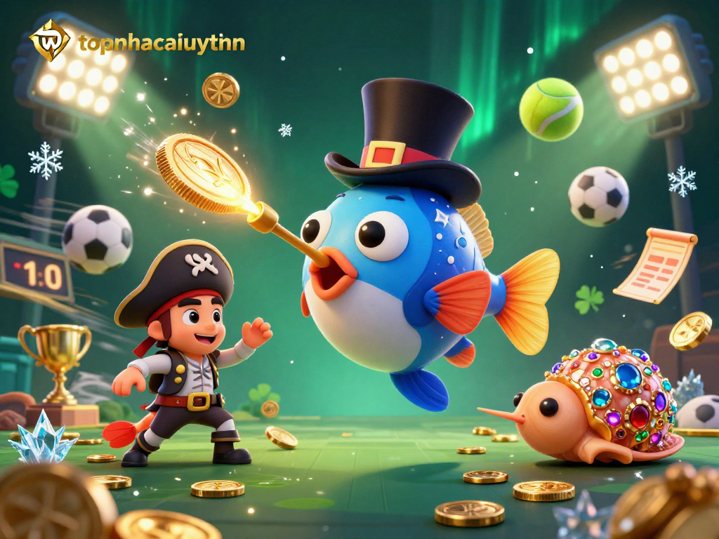 Engage with lively gameplay at topnhacaiuytinn featuring fun characters attracting golden coins with exciting sports betting!