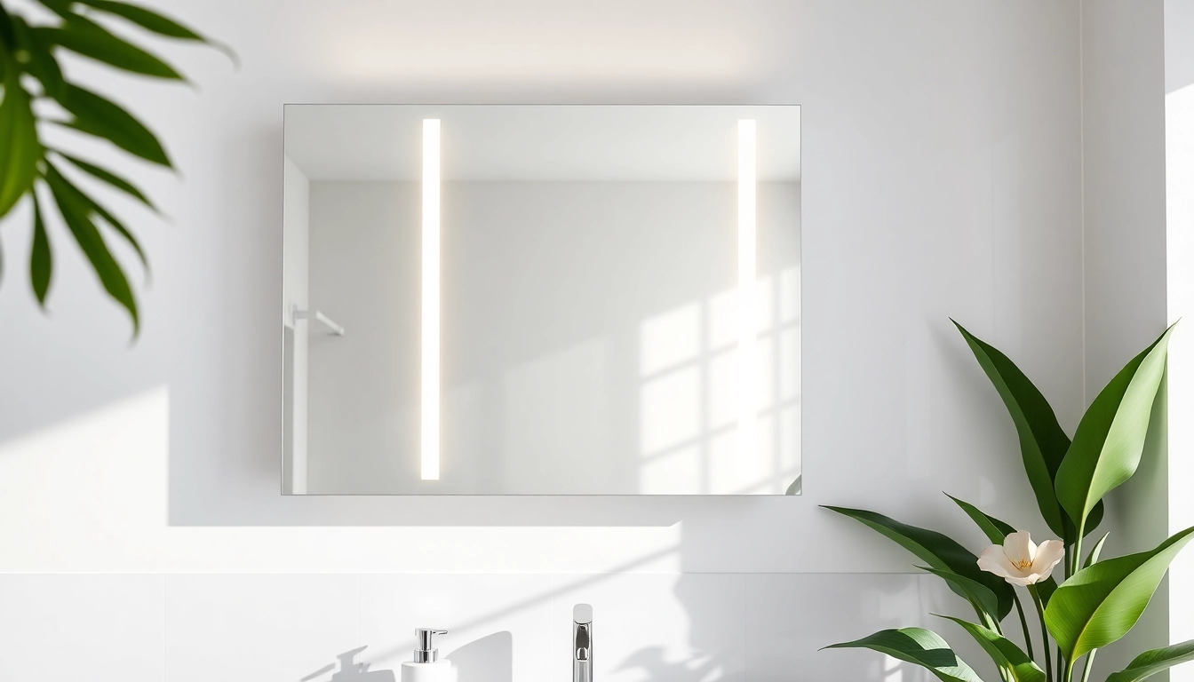 Spiegelschrank Bad mit Beleuchtung in modernem Badezimmer mit stilvollem Design.